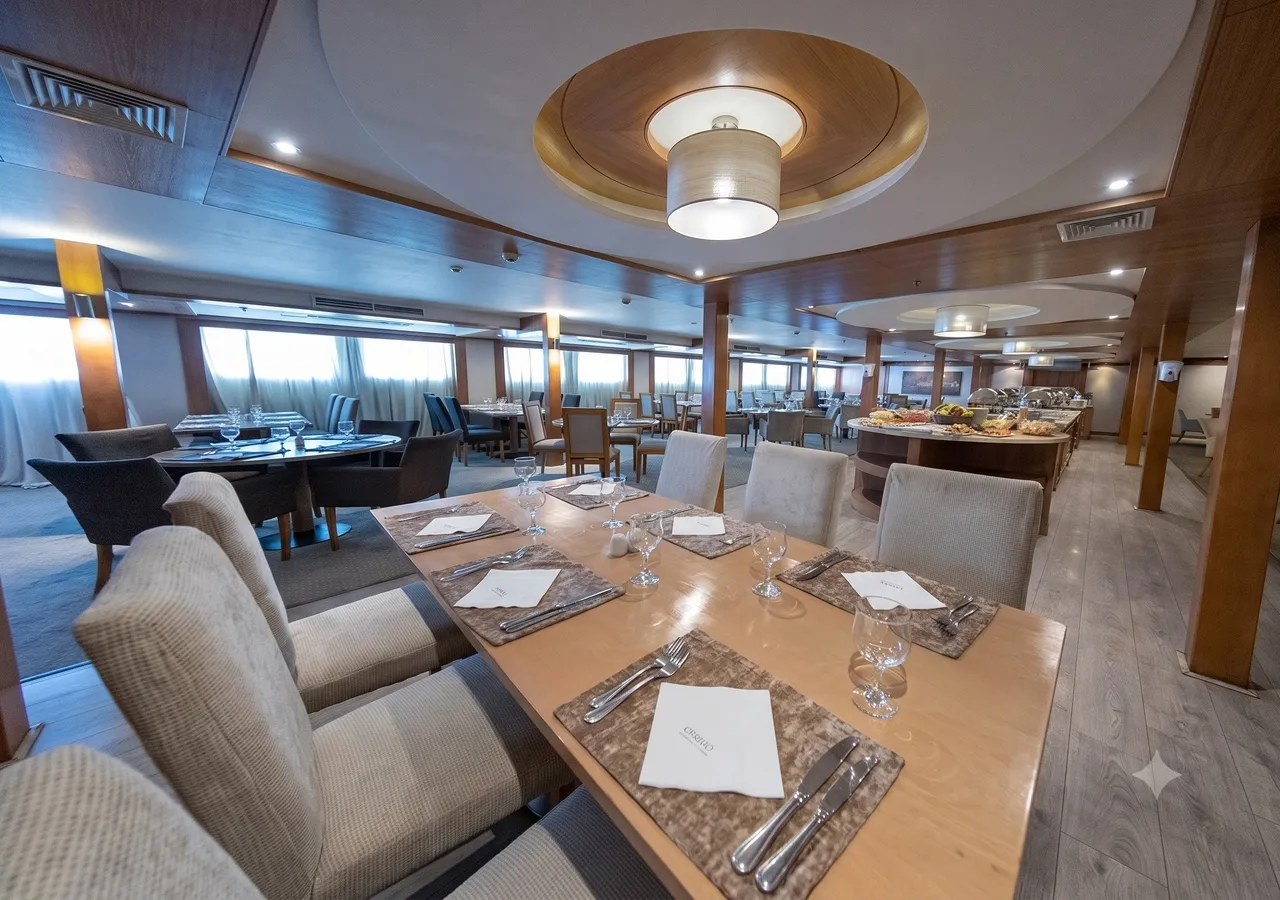 Restaurant aboard the Jamila Nile Cruise Nile cruise